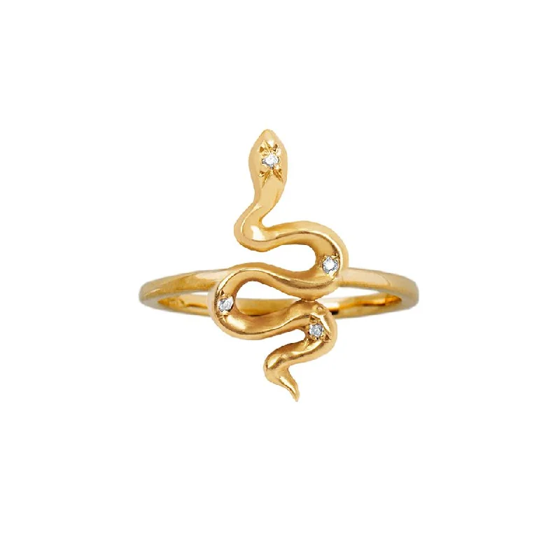 women’s flower rings-Kundalini Baby Snake Ring with Star Set Diamonds | Ready to Ship