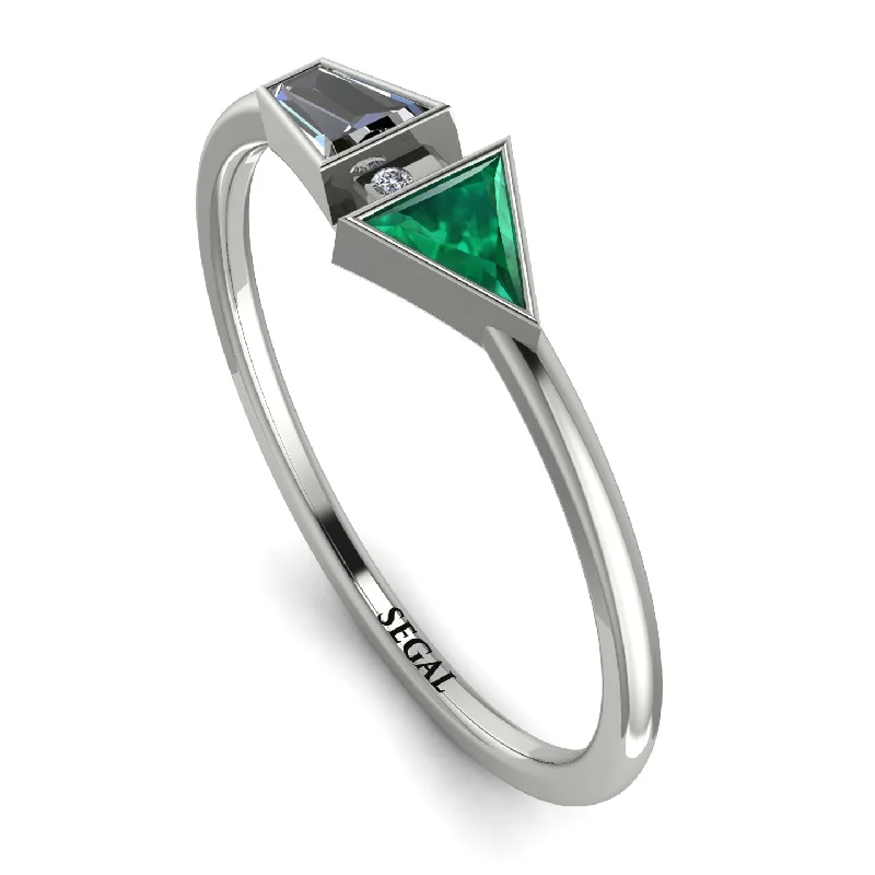 women’s colored gemstone engagement rings-Geometrical Arrow Diamond Ring - Gracie No. 6