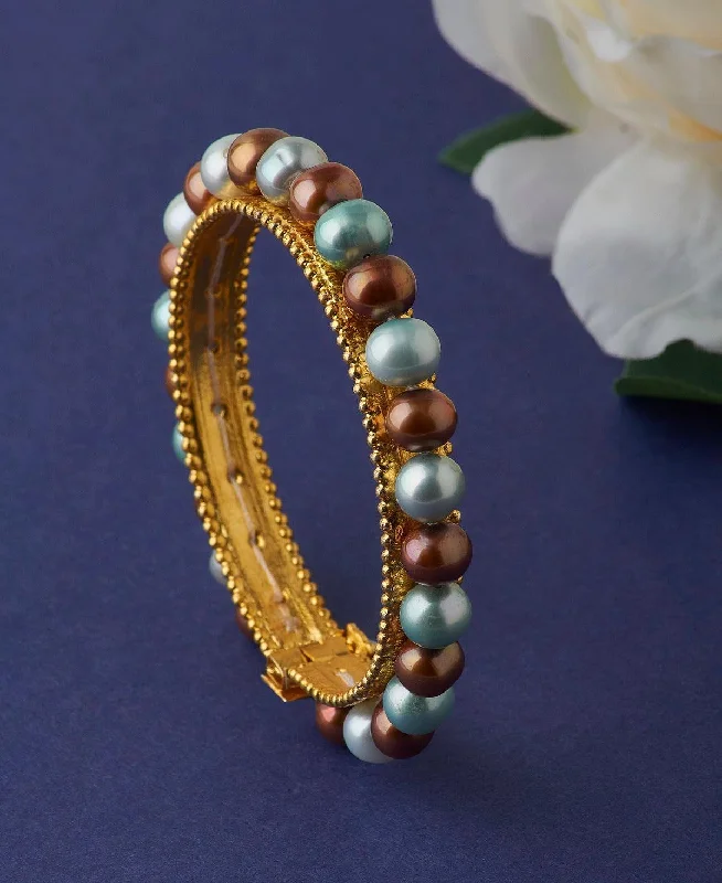 women’s cuff bracelets-Multi Real Pearl Bangle