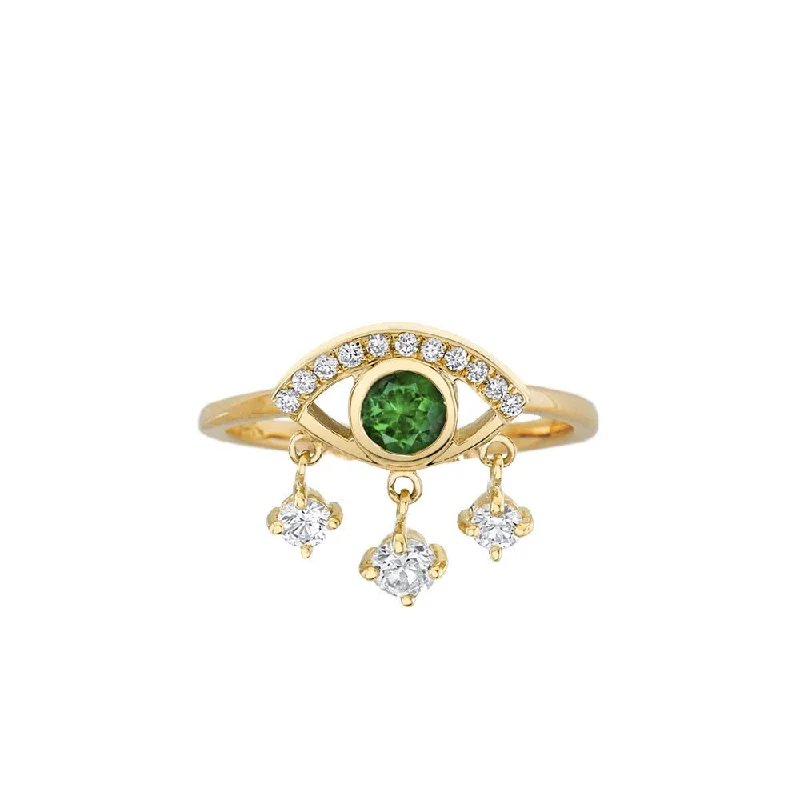 women’s platinum rings-Emerald Eye of Emotions Ring