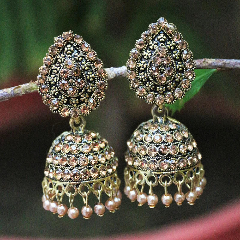 women’s drop earrings-H K Fashion  Gold Plated Austrian Stone Jhumki Earrings