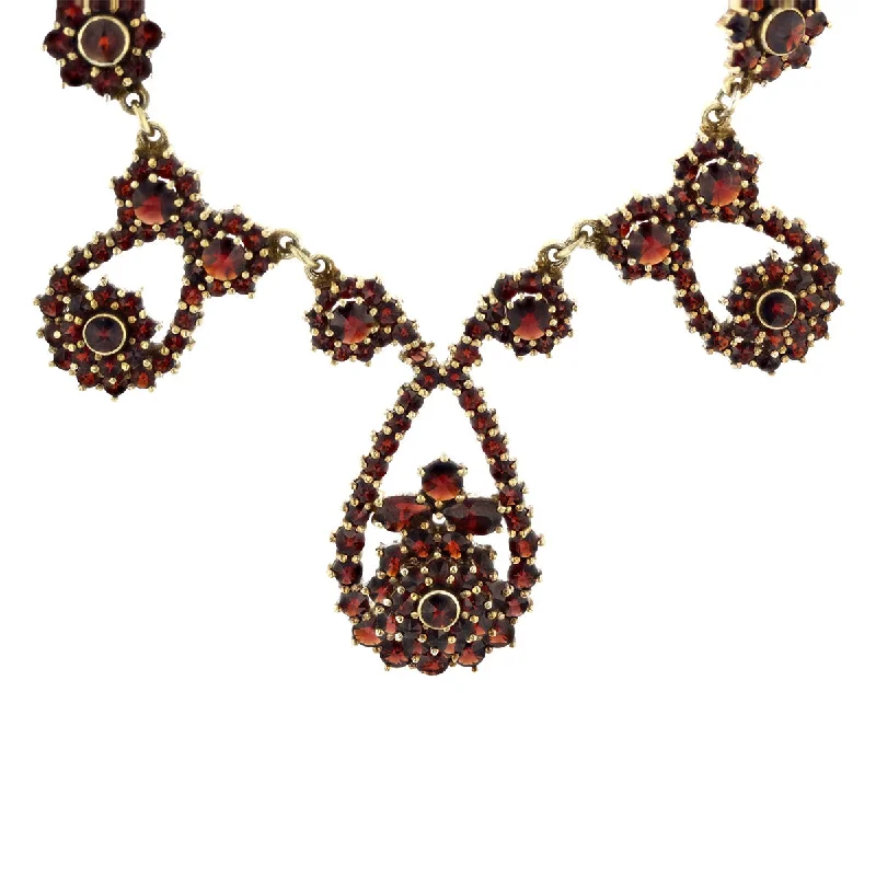 women’s designer pendant necklaces-Gold-filled Bib 16-Inch Necklace with Garnets