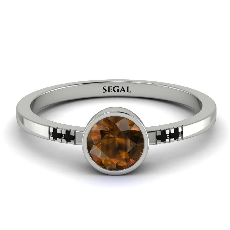 women’s personalized engagement rings-Bezel Minimalist Brown Diamond Ring - Kinsley No. 1106