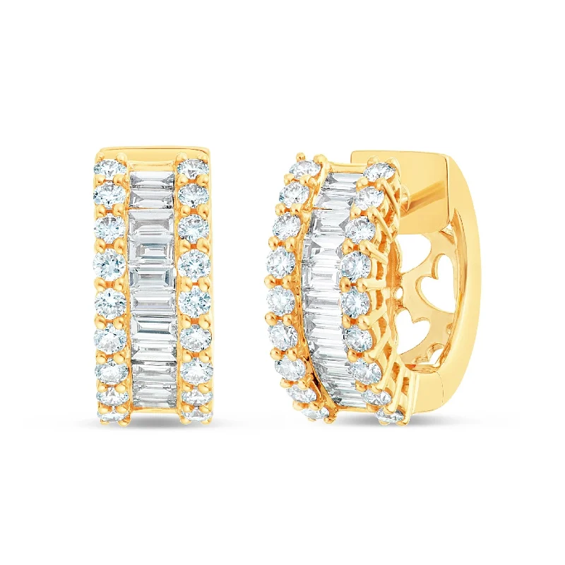 women’s luxury gold earrings-18K Gold 1.57ct Diamond Huggie Hoop Earrings