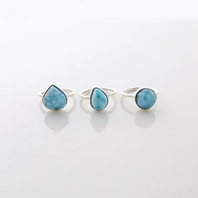 women’s textured rings-Larimar Ring Trio Trixie