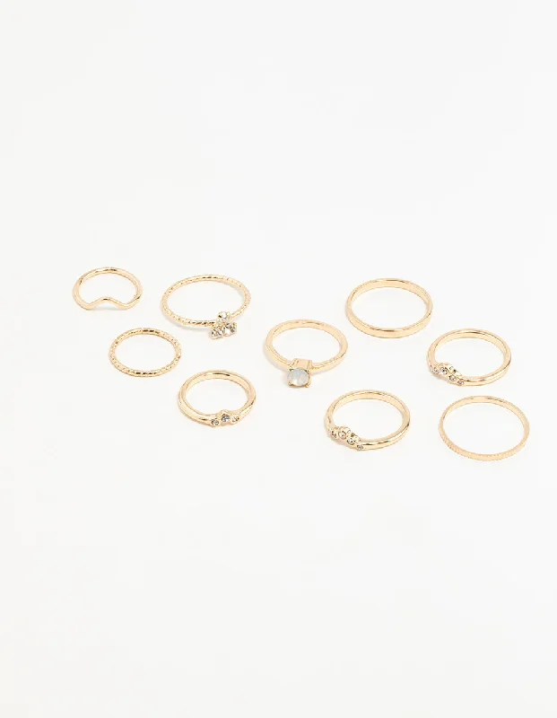 women’s antique rings-Gold Fine Moonstone Ring Pack