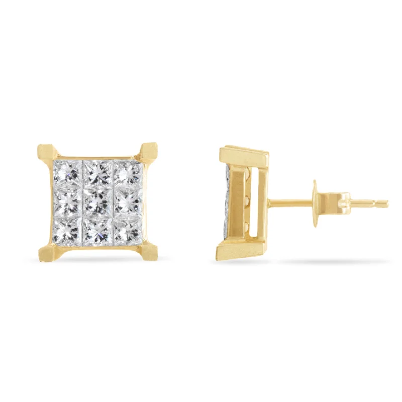 women’s zirconia earrings-10k Yellow Gold 1.50ct Diamond Earrings