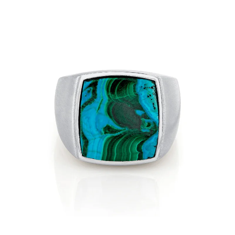 women’s classic rings-Men's Chrysocolla Malachite Signet Ring | Ready to Ship