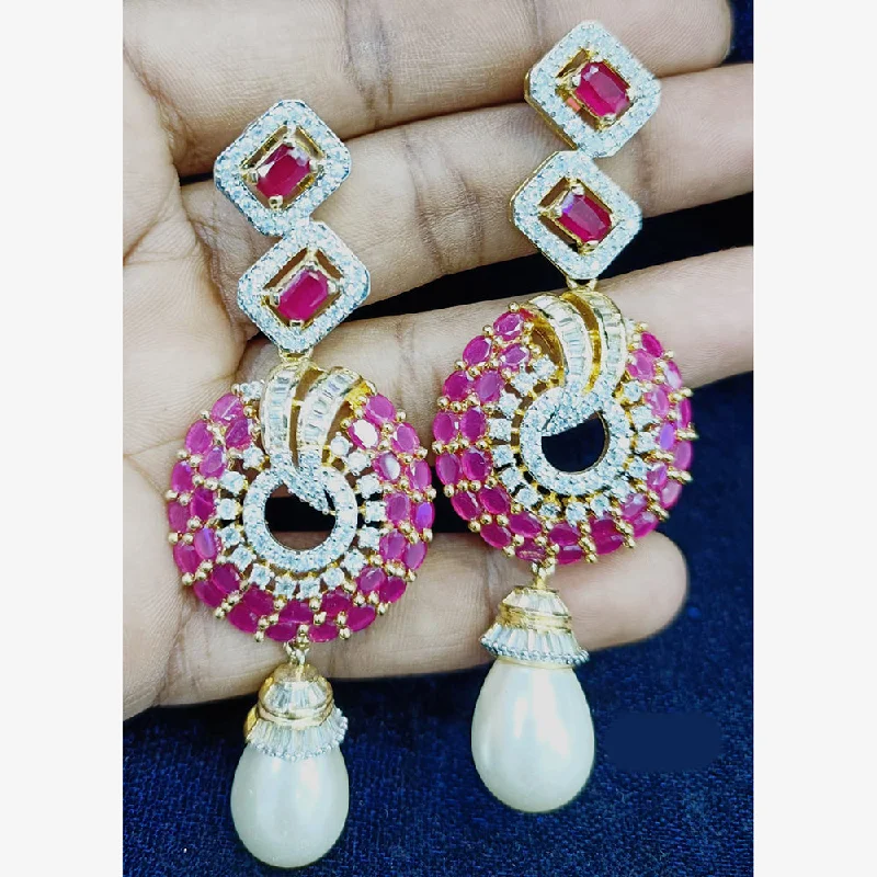 women’s bridal earrings-Jain Jewellers Gold Plated Ad Stone Dangler Earrings