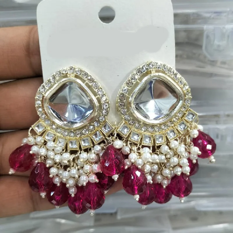 women’s clip-on earrings-Manisha Jewellery Gold Plated Crystal Stone And Pearls Dangler Earrings