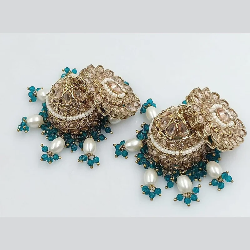 women’s stylish earrings-Rani Sati Jewels Gold Plated Crystal Stone Jhumki Earrings