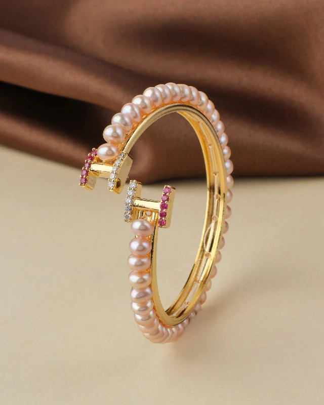 women’s cuff bangles-Elegant and classy Pearl Bangle