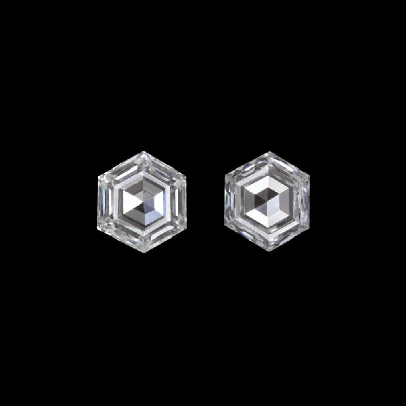 women’s rainbow earrings-0.17ct F SI1 HEXAGON SHAPE CUT NATURAL DIAMOND PAIR ACCENT STONES STUD EARRINGS