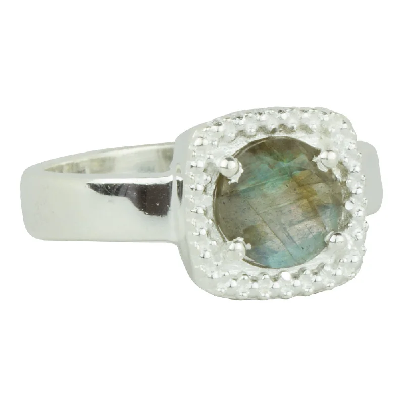 women’s ring sets-Let it Glow Ring in Silver and Labradorite