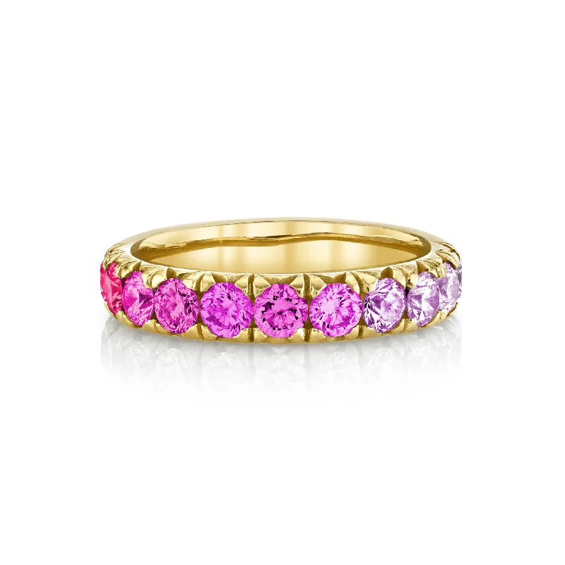 women’s star rings-Pink Sapphire Ombré French Pavé Band | Ready to Ship