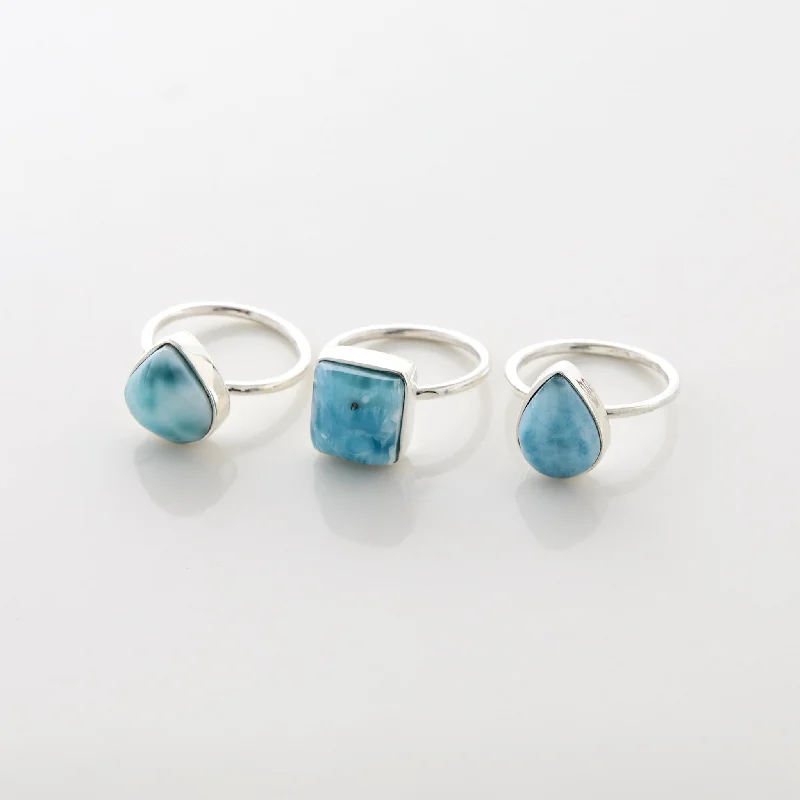 women’s gold band rings-Larimar Ring Trio Emira