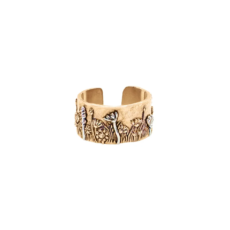 women’s emerald-cut rings-Wildflower Ring in Bronze with Silver Accents