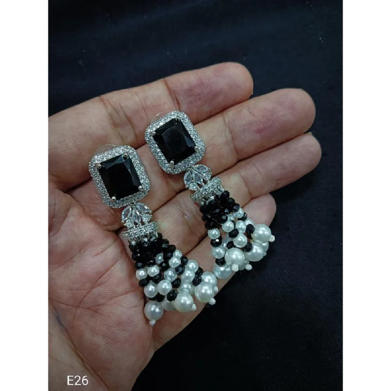 women’s drop earrings with pearls-Akruti Collection Silver Plated AD And Pearls Dangler Earrings