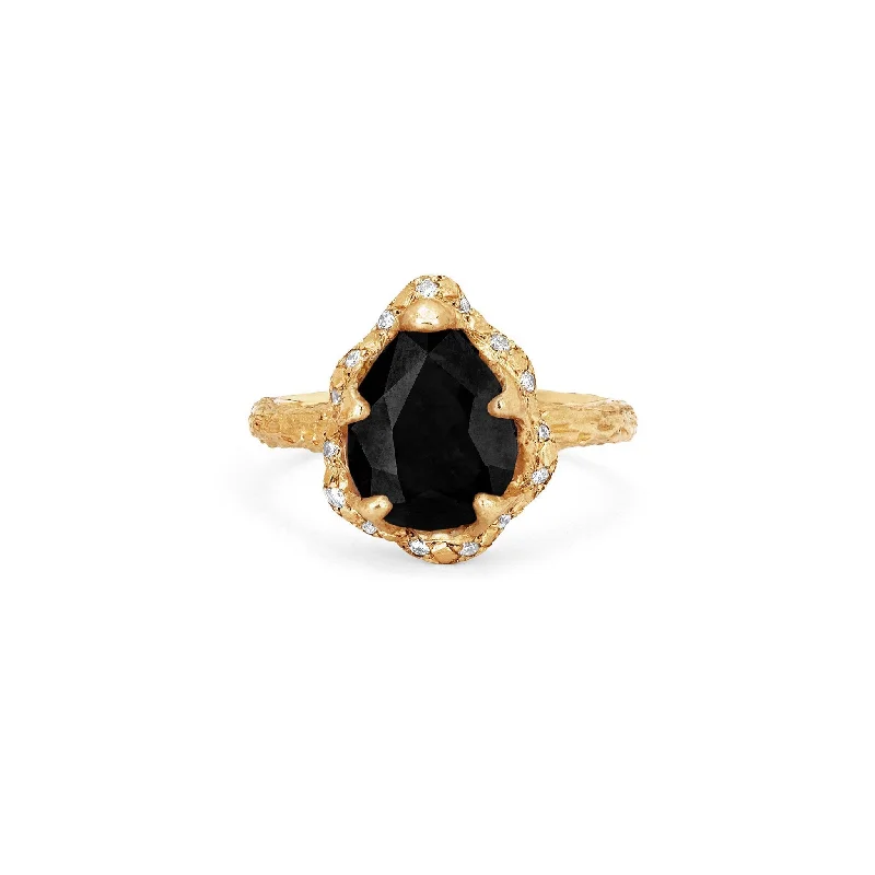 women’s gemstone engagement rings-Baby Queen Water Drop Onyx Ring with Sprinkled Diamonds