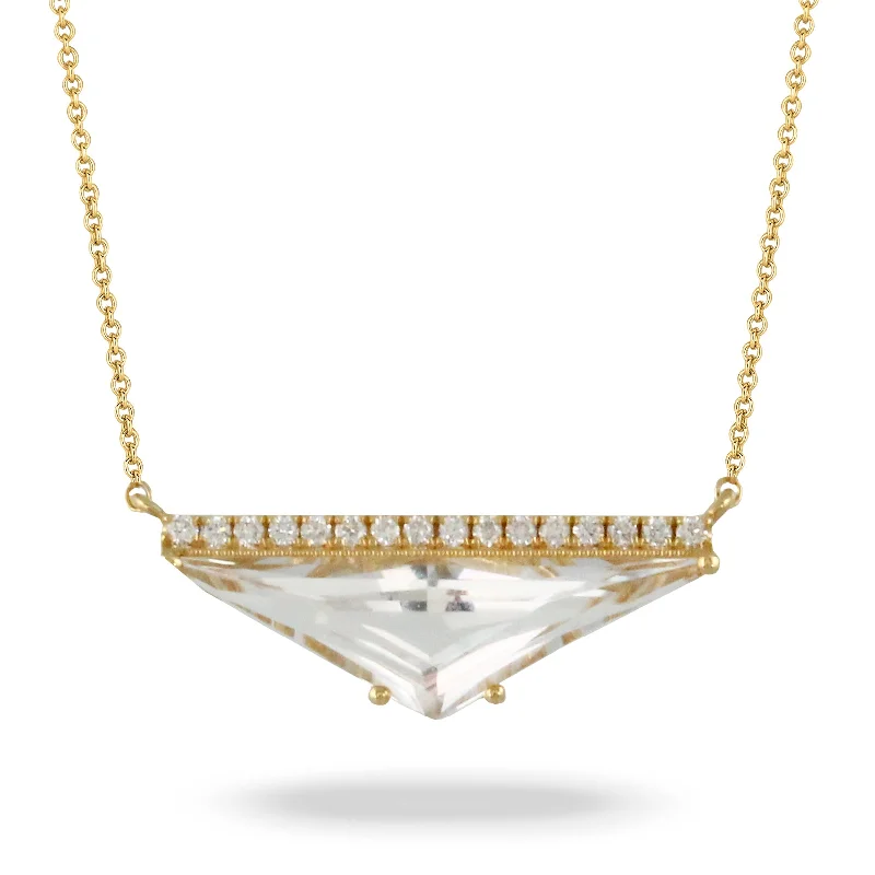 women’s anniversary necklaces-Doves White Topaz and Diamond Necklace N9115WT