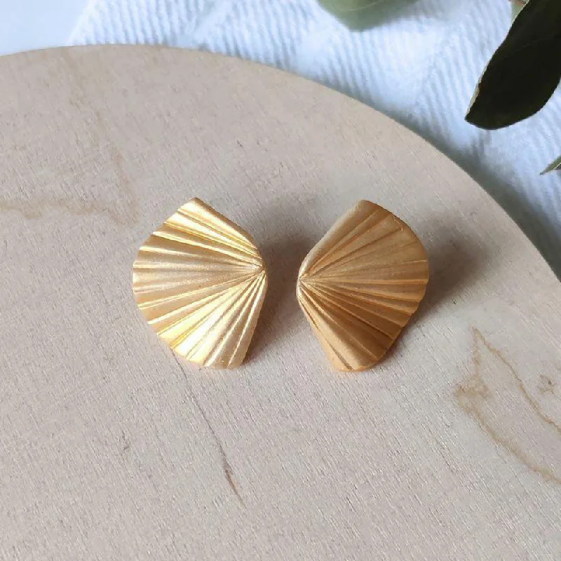 women’s statement earrings-Manath Jewels Gold Plated Matte Finish Korean Style Stud Earrings