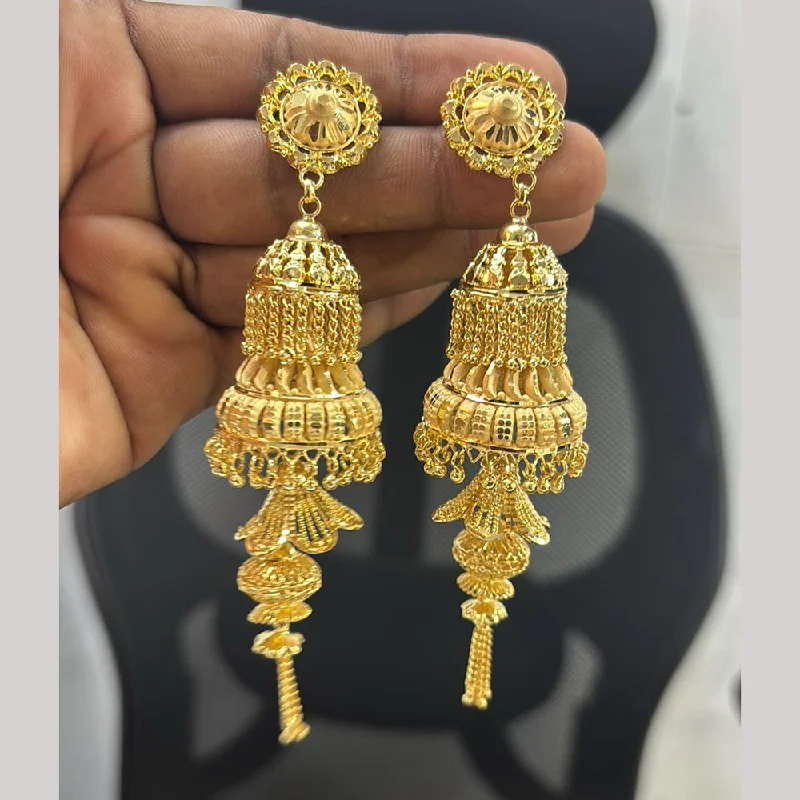 women’s statement drop earrings-Pari Art Jewellery Gold Forming Jhumki Earrings