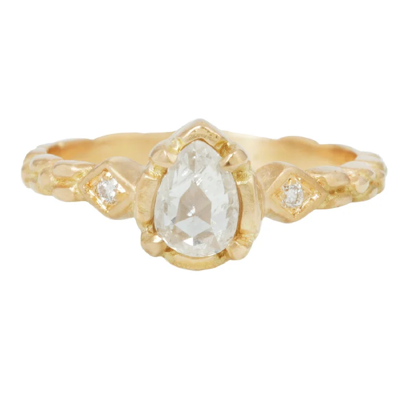 women’s affordable engagement rings-Majestic Pear Diamond Ring