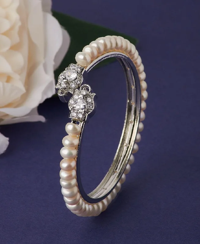 women’s floral bangles-Beautiful and Classy Pearl Bangle