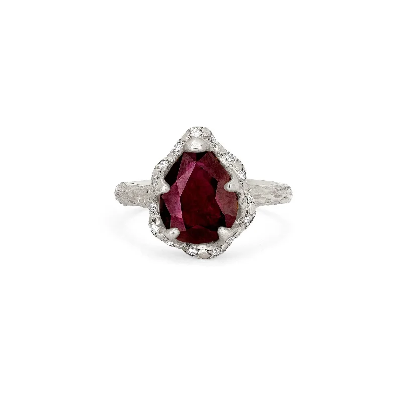 women’s gold-plated rings-Baby Queen Water Drop Ruby Ring with Sprinkled Diamonds | Ready to Ship