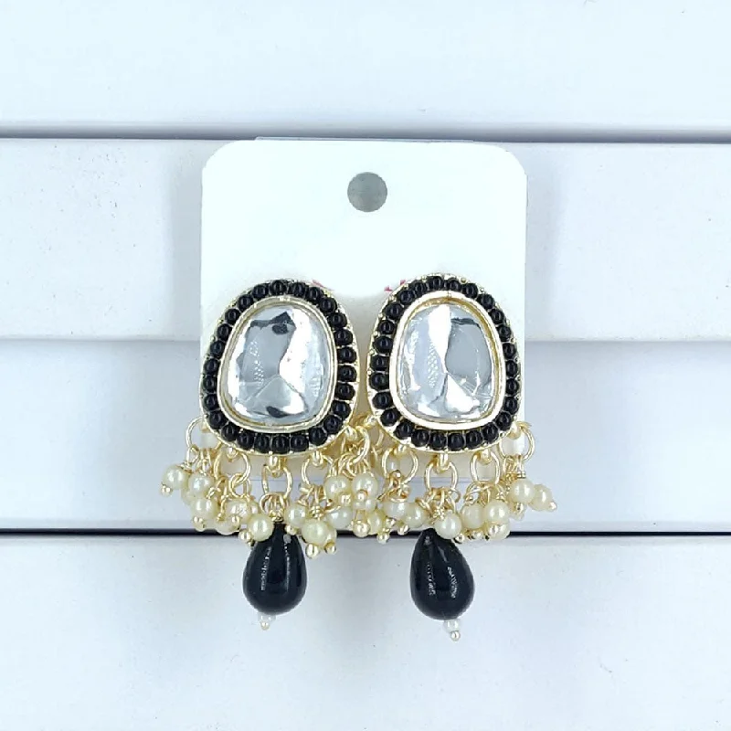 women’s custom earrings-Corbeda Fashion Gold Plated Crystal And Pearl Dangler Earrings