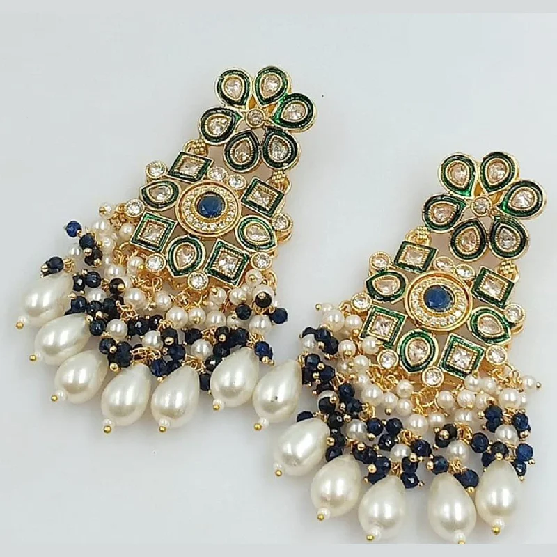 women’s birthday earrings-Manisha Jewellery Gold Plated Crystal Stone And Pearls Dangler Earrings