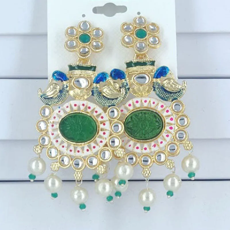 women’s double hoop earrings-Corbeda Fashion Gold Plated Kundan And Pearl Dangler Earrings