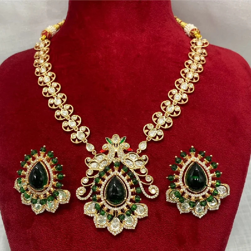 women’s moonstone necklaces-Royal Kundan Jewellery Gold Plated Polki Kundan Necklace Set