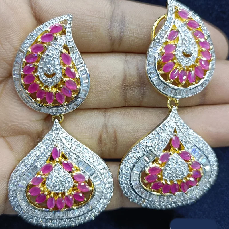 women’s anniversary earrings-Jain Jewellers Gold Plated Ad Stone Dangler Earrings