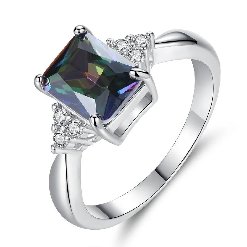 women’s modern rings-Mystic Topaz Ring 2.5 ct Princess Cut