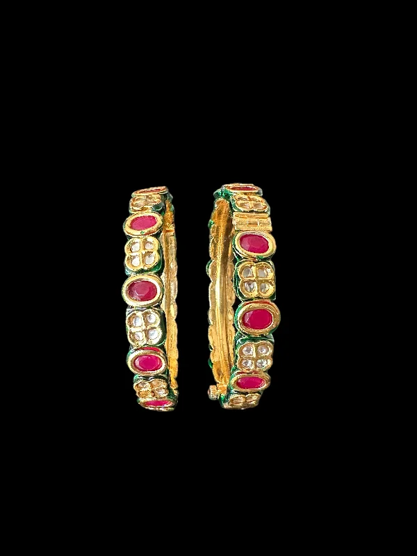 women’s vintage bangles-B180 Amelia kundan bangles in ruby  ( READY TO SHIP )