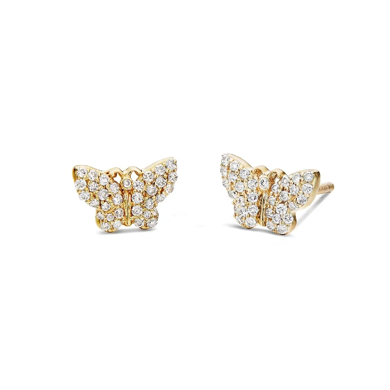 women’s gold stud earrings-14K Gold 0.30ct Diamond Butterfly Stud Earrings