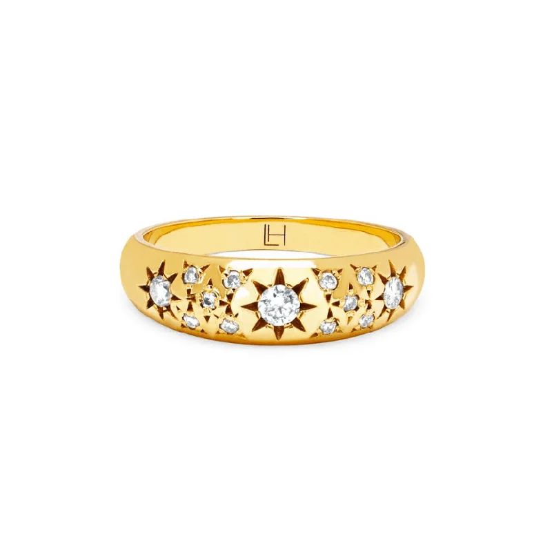 women’s antique rings-Pavé Star Set Rounded Ring | Ready to Ship