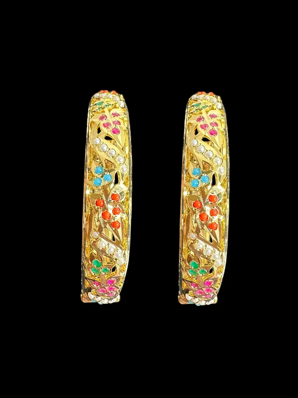 women’s large bangles-B310 Jadau  bangles ( Navratan   ) ( READY TO SHIP)