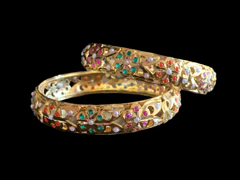 women’s designer bracelets-B124 Veena navratan bangles ( READY TO SHIP )