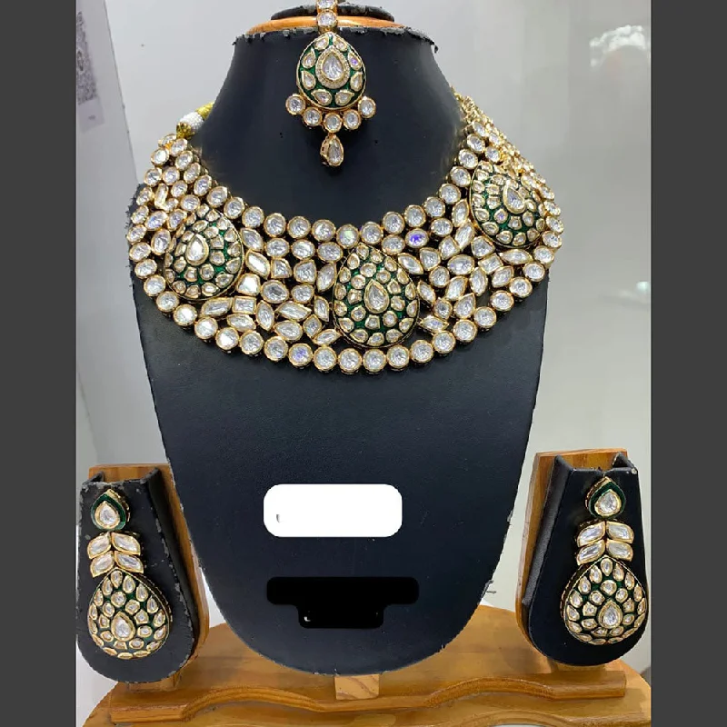 women’s vintage necklaces-Jain Jewellers Gold Plated Polki Kundan Stone And Pearls Necklace Set