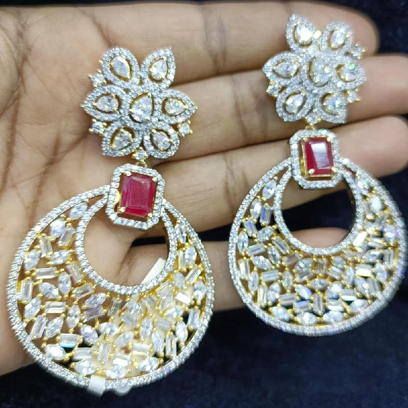 women’s matching earrings-Jain Jewellers Gold Plated Ad Stone Dangler Earrings