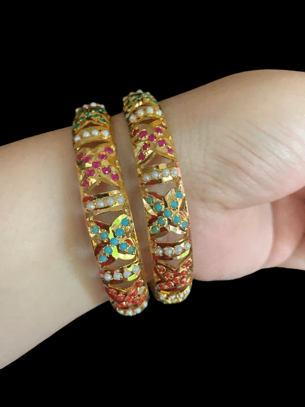 women’s elegant bracelets-B21 SHAZMA JADAU BANGLES - Navratan  (READY TO SHIP )