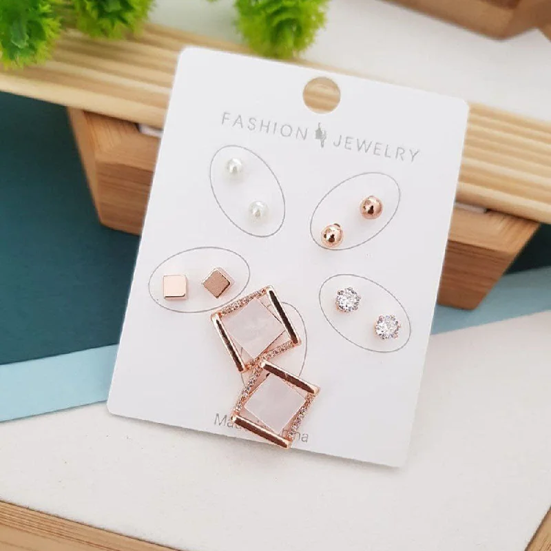 women’s statement earrings-Aamrapali Rose Gold Plated Austrian Stone Studs Earrings