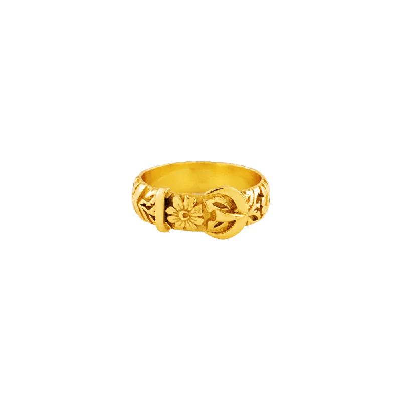 women’s cubic zirconia rings-Victorian Buckle Ring in Gold