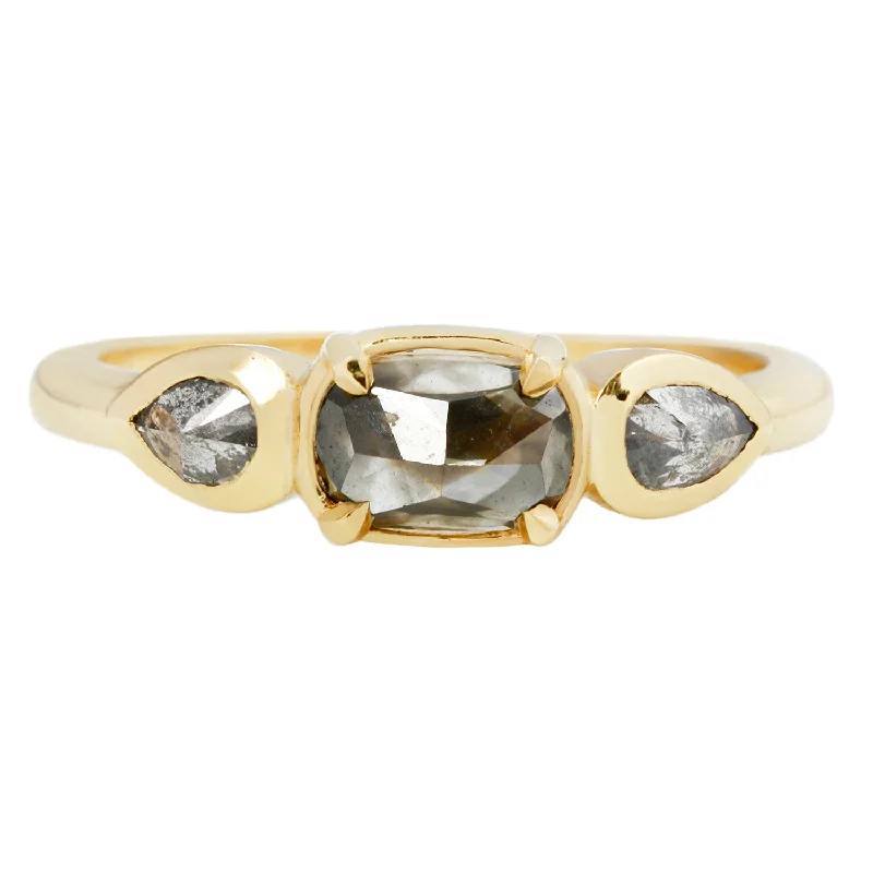 women’s yellow gold engagement rings-Three Moons Diamond Ring