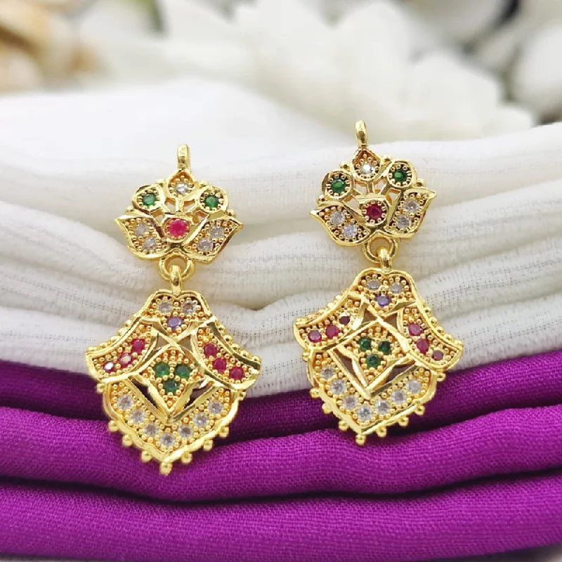 women’s ear cuffs-Fancyla Gold Plated Austrian Stone Dangler Earrings