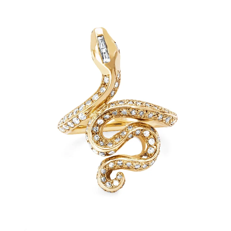 women’s diamond rings-Kundalini Snake Ring with Pavé Diamonds | Ready to Ship