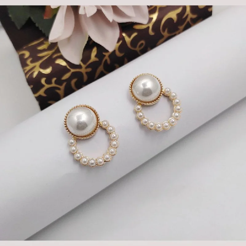 women’s drop earrings with pearls-Aamrapali Gold Plated Pearl Stud Earrings