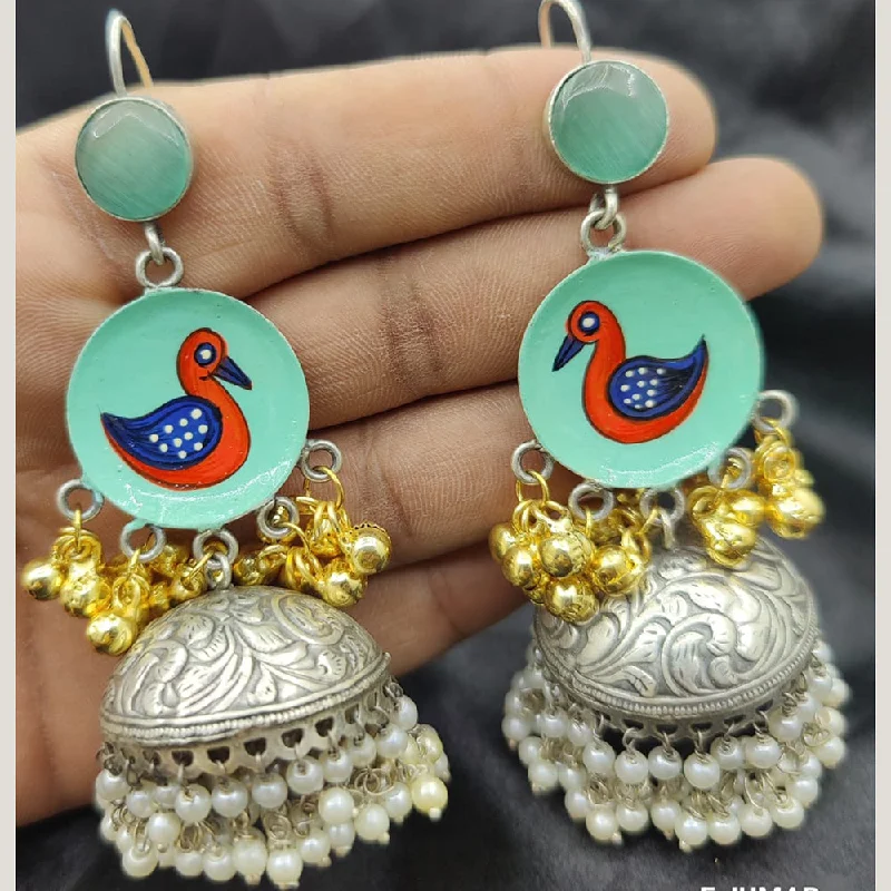 women’s boho earrings-Fancyla 2 Tone Plated Duck Style Ghungroo Jhumki Earrings